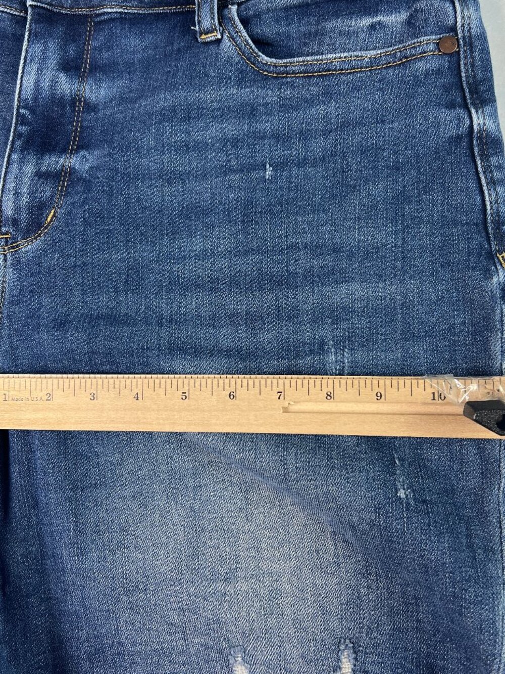 Judy Blue Jean Short Women Plus 37* High Rise Mid Thigh Blue Denim Jorts Tag 1XL - Picture 13 of 15